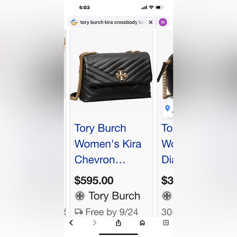 Tory Burch Black Chevron Shoulder Bag - Picture 4 of 10